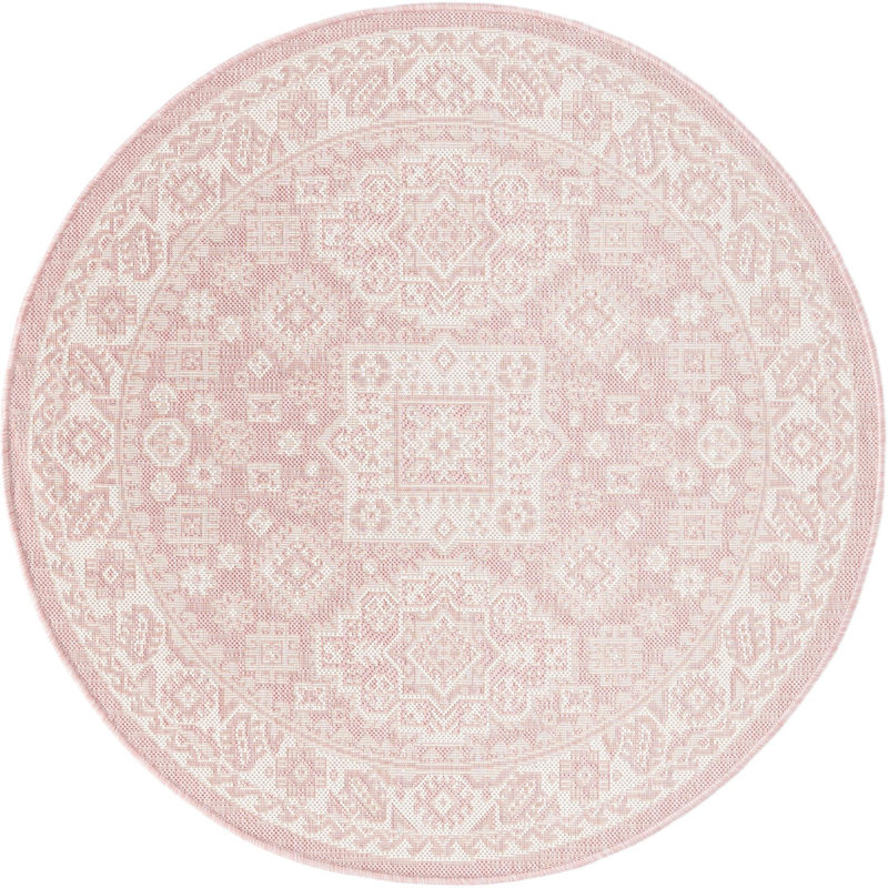 Tapis d'extérieur Chand couleur rose, Rond 4 pi