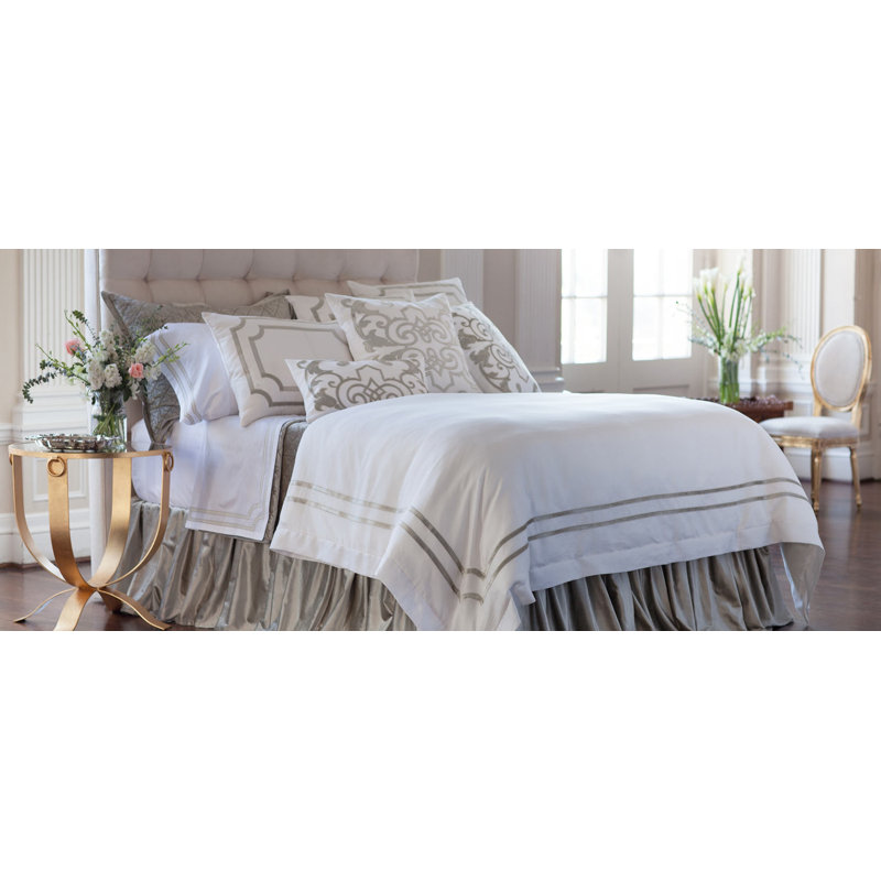 Mozart Linen Square Pillow Cover & Insert, Ice Silver, 24" x 24"
