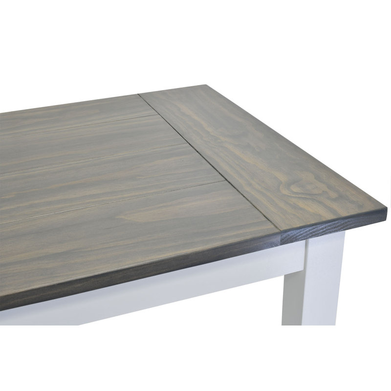 Table de salle à manger en bois massif Entrada, H 30 po x L 48 po x l 34 po, Gris, Blanc