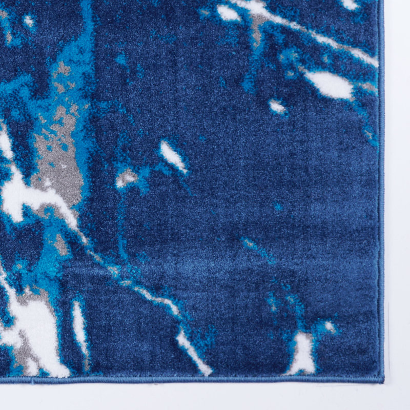 Tapis bleu abstrait Gouveia, Rectangle 7'10" x 10'5"