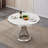 Round Faux Marble Dining Table, Modern High Gloss Kitchen Table with Stainless Steel Base for Elegant Meals