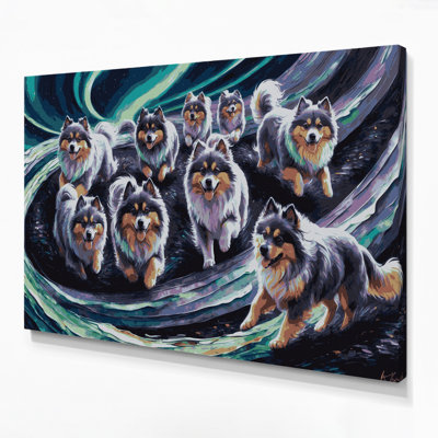 «Dogs Keeshond», art mural sur toile gris