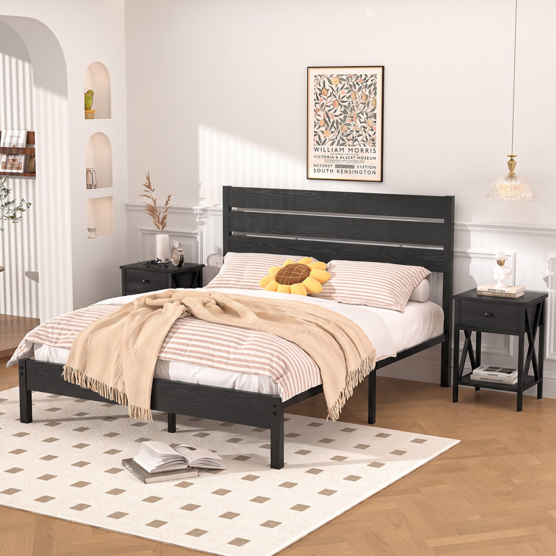 Alicia Steel Piece Bedroom Set, Black, Queen