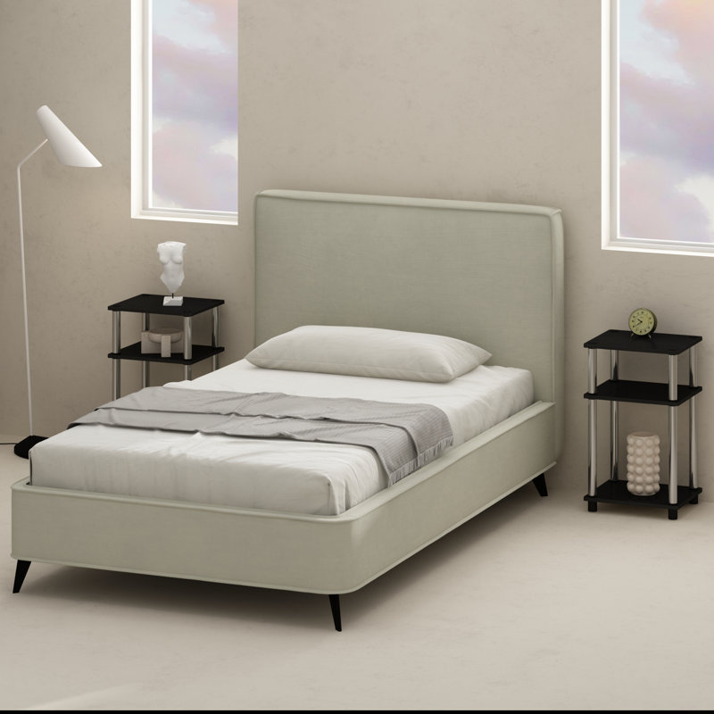 Calvina 22.8'' Tall Nightstand, Set of 2, Stainless Steel/Americano