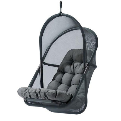 Bery Patio Hanging Swing Chair, Cushioned Dark Gray Mesh