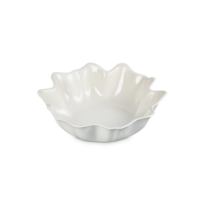 Meringue White Ceramic 15" Petal Serving Bowl