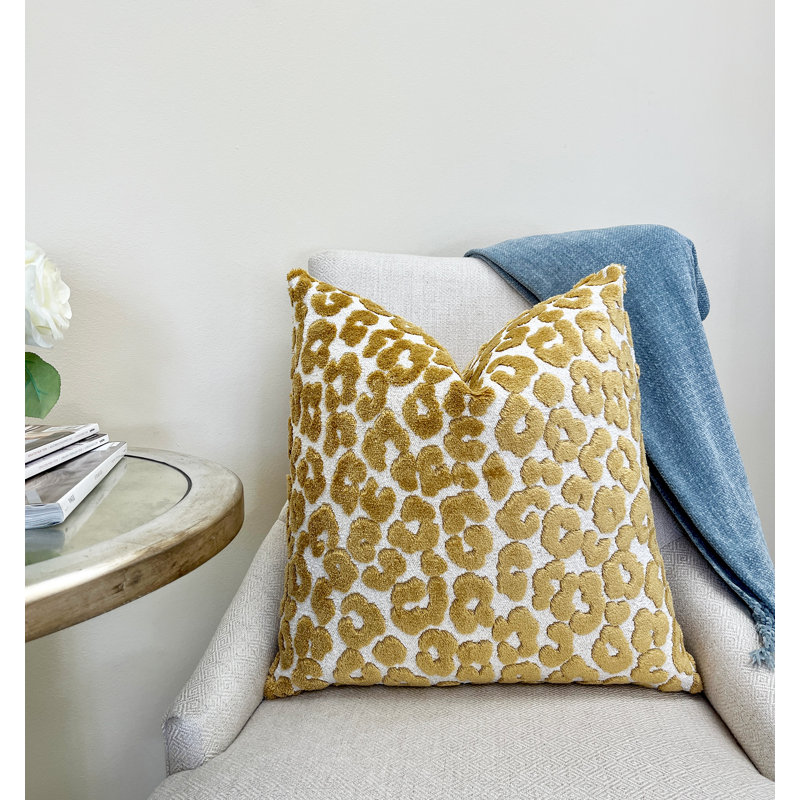 Housse de coussin en velours, Imprimé animal doré, H 22 po x l 22 po