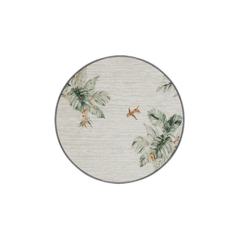 Tapis gris soyeux et moelleux, Rond 8 pi