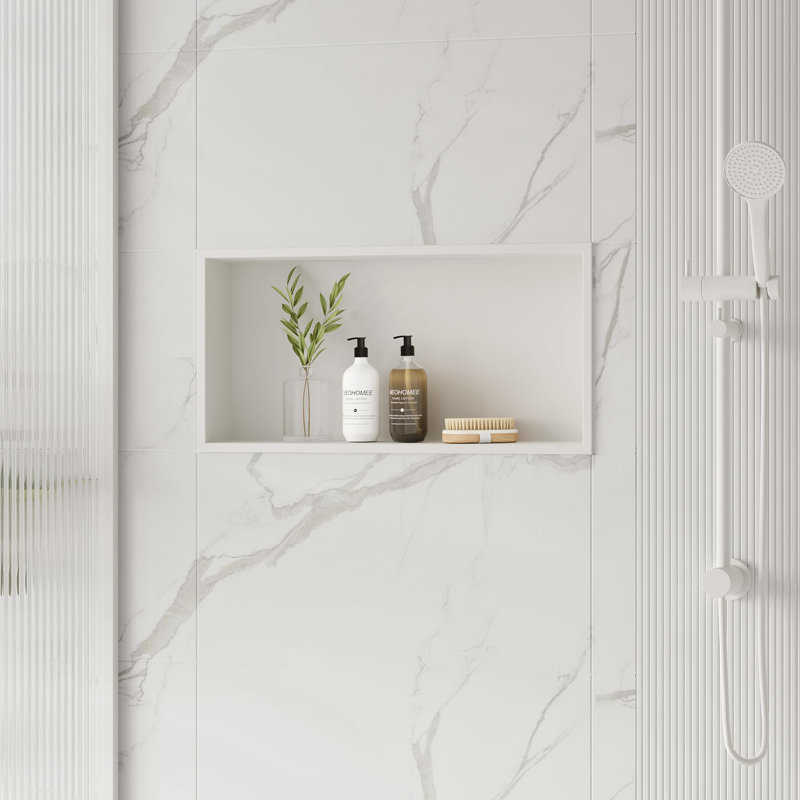 Stainless Steel Shower Shelf, White
