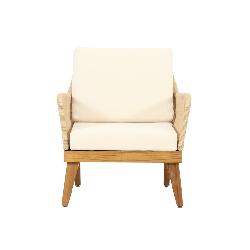 Rope Weave Club Chair In Strong Wood - Weather , 28.81" X 27.5" 30.97 For Outdoor Resistance, 28.81In W 27.5In D 30.97In H