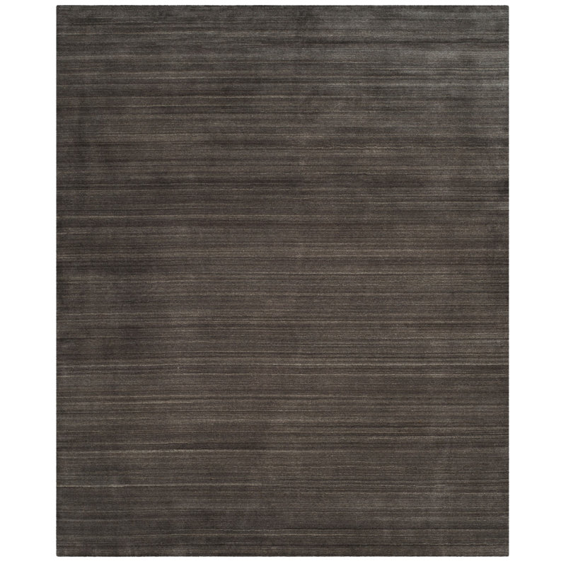 Thendara Hand Loomed Wool/Cotton Solid Color Rug in Charcoal, Rectangle 9' x 12'