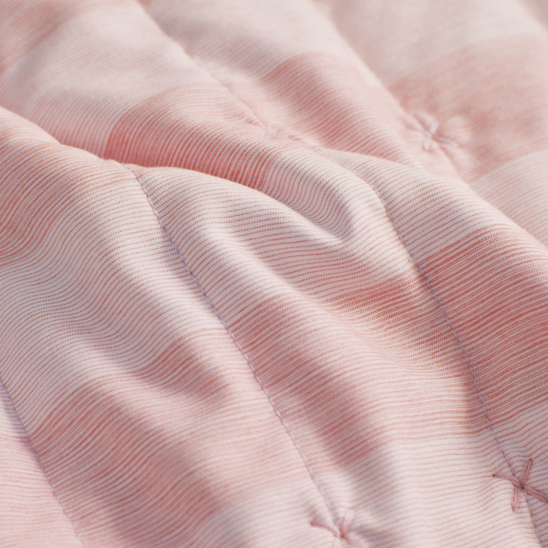 Ensemble de courtepointe surdimensionnée à carreaux brodés, Courtepointe très grand et 2 très grandes taies , Rose