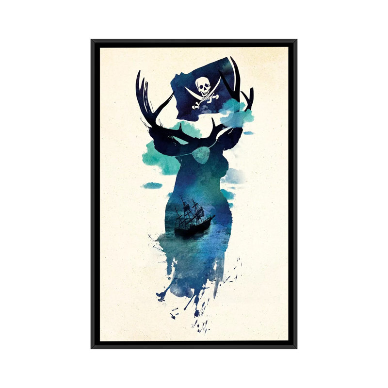 " Captain Hook " by Robert Farkas, 26" H x 18" W x 1.5" D, Black Framed Canvas, No Mat