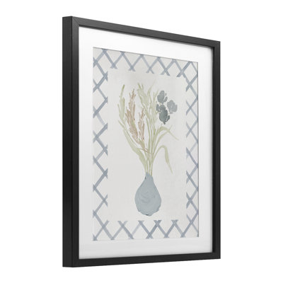 Soft Blue Anna Bouquet Framed Print Under Glass, design by Elizabeth Medley