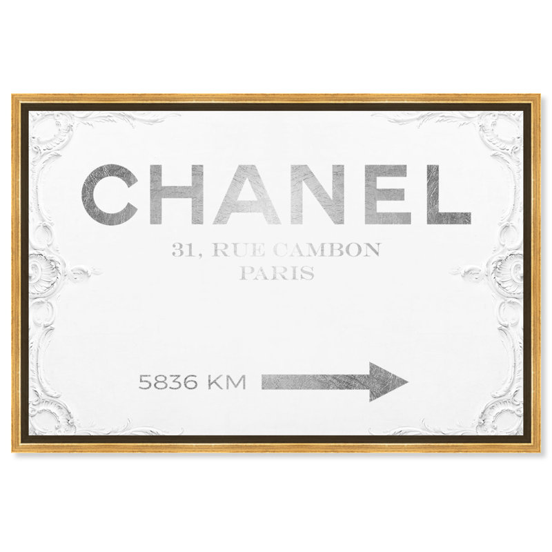 " Couture Road Sign Rococo ", Gold Framed, 20" H x 30" W