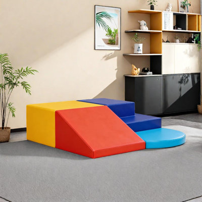 Ensemble de jeu d'escalade en mousse pour tout-petits 4 pièces avec marches, rampe et coussin pour jouer à l'intérieur