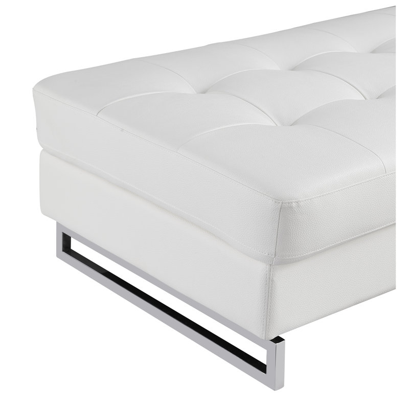 Repose-pieds en cuir véritable de qualité mondiale Global, Blanc