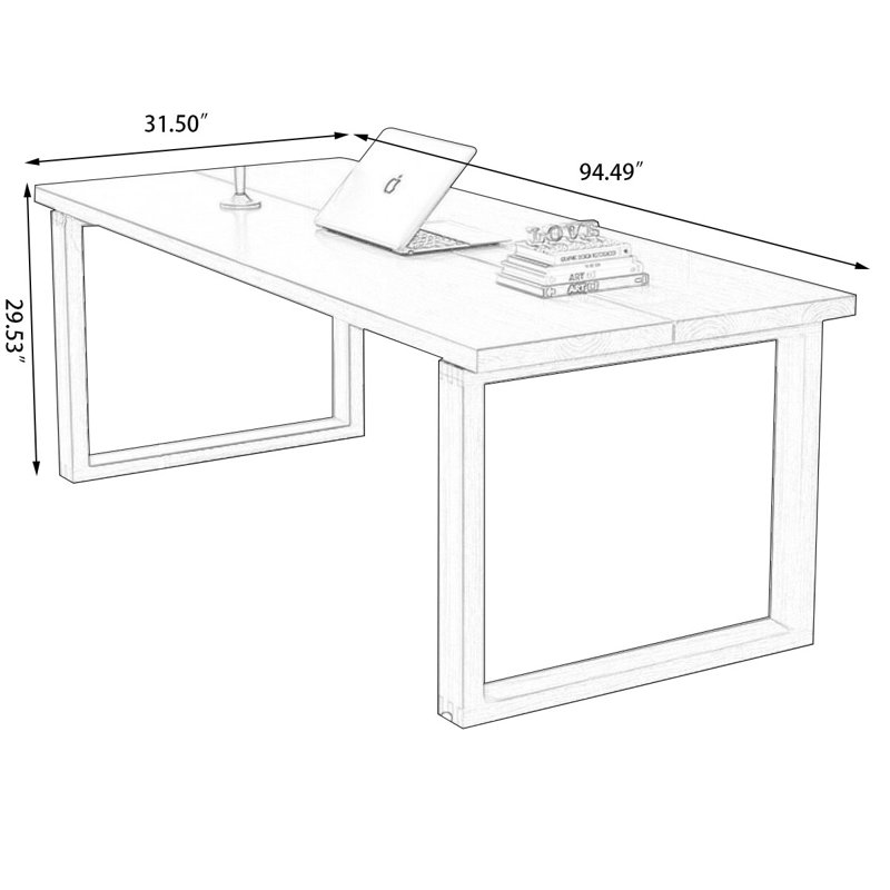 Brown Rectangular Solid Wood desk, 29.53" H x 94.49" W x 31.5" D
