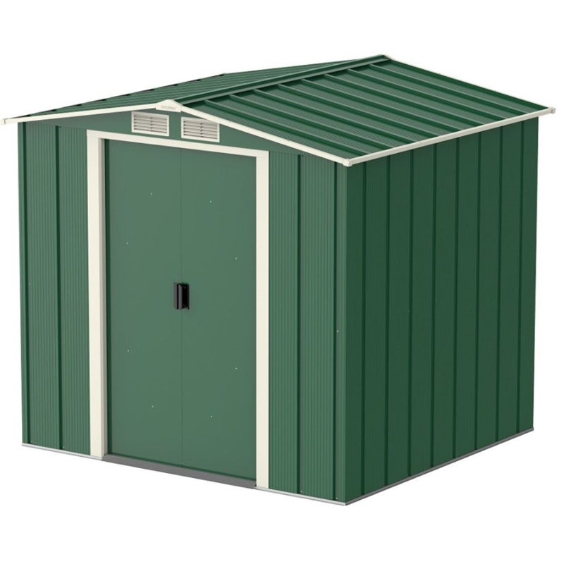Salford Metal Garden Shed, Green, 8ft. x 8ft.