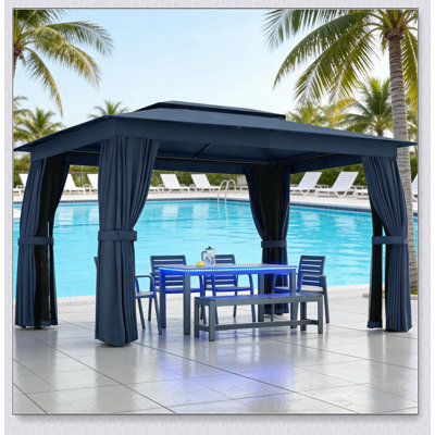 Abri à double toit avec abri de jardin pour patio avec protection solaire et ventilation supérieures