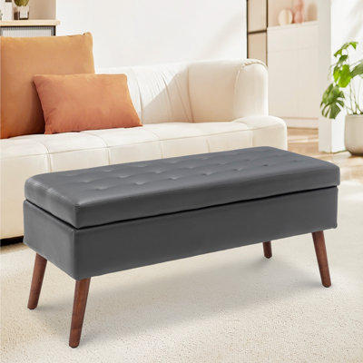 Banc de rangement avec accoudoirs 43,3 po avec pieds en bois