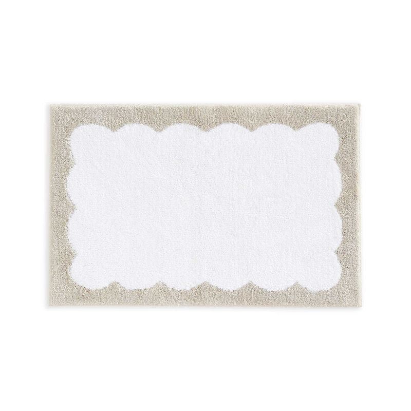 Martha Stewart Bedford Scallop Beige Bath Rug, Beige, 34" L x 21" W