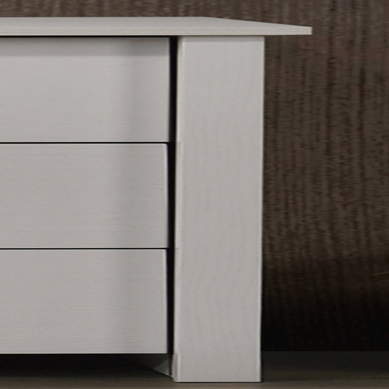 6-Drawer Dresser, 57"W  With Silver Handles, White