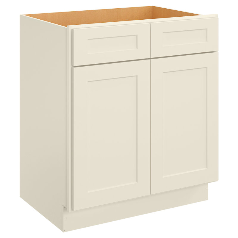 Ready-to-Assemble Kitchen Sink Base Cabinet with Adjustable Shelves and Soft Close, Shaker Antique White, 34.5" H x 30" W