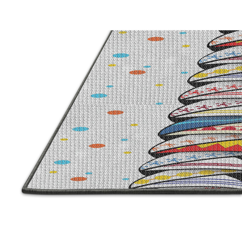 Tapis beige / rouge / bleu Power Loom, Rectangle 4 pi x 6 pi