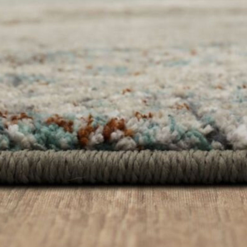 Dim Grey Geometric Wool and Synthetic Area Rug