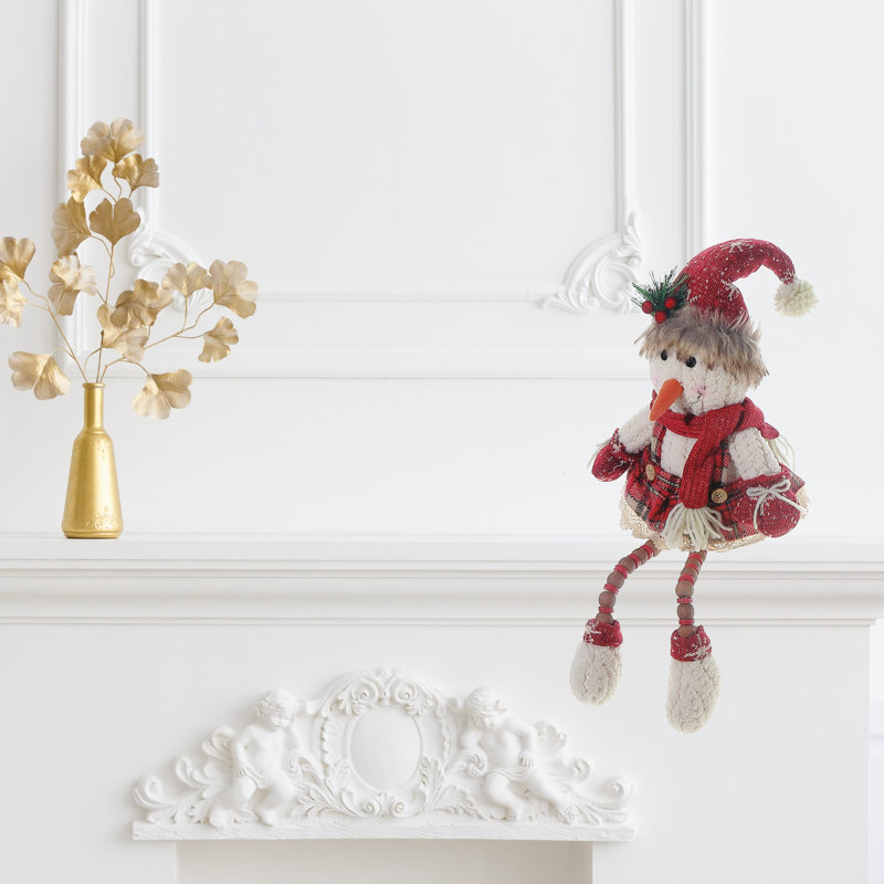 Bonhomme de neige avec jupe pelucheuse et perlée