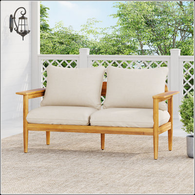 Causeuse d'extérieur en bois d'acacia Terassi avec coussins confortables et conception durable pour le patio et le balcon
