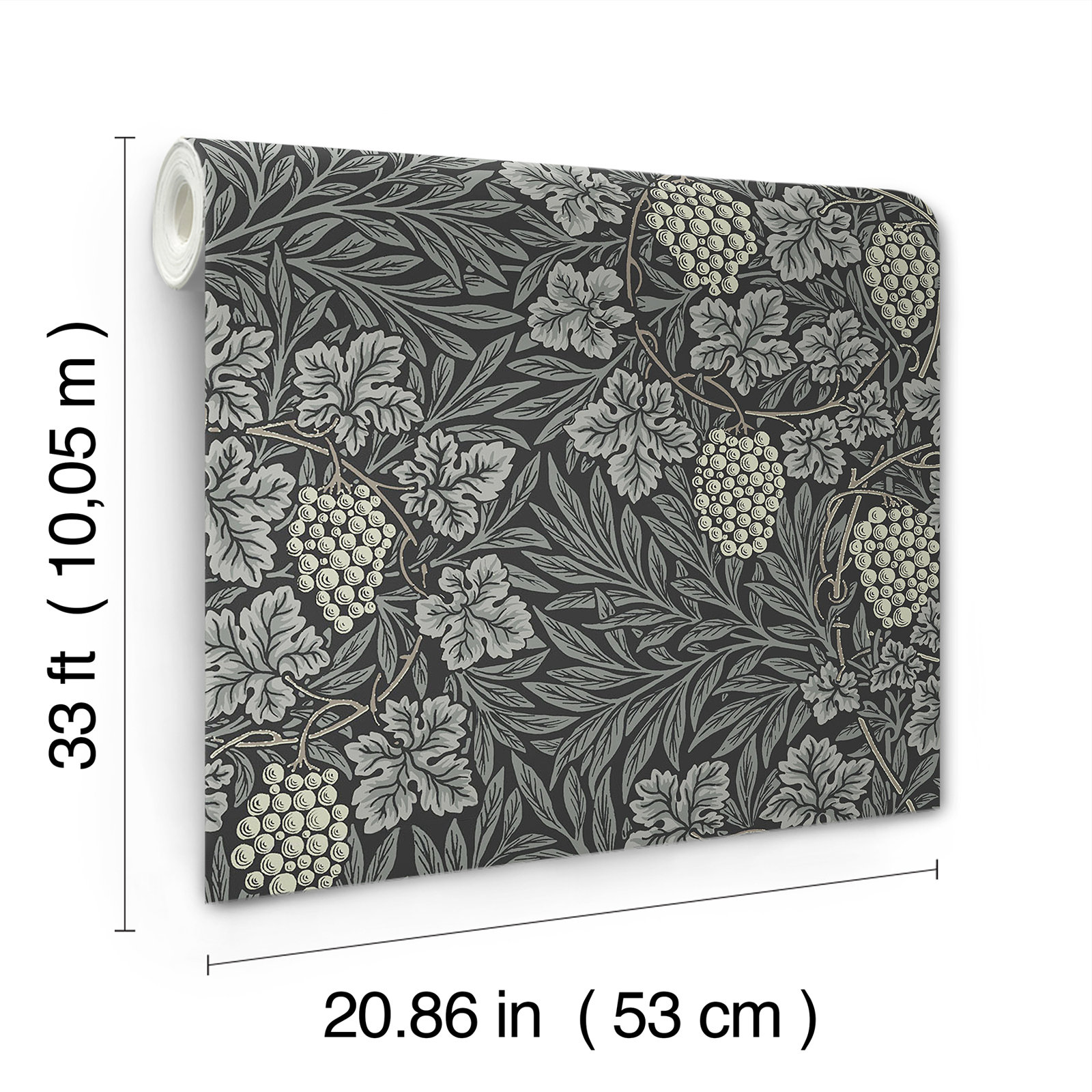 Vine Floral Wallpaper, Denim