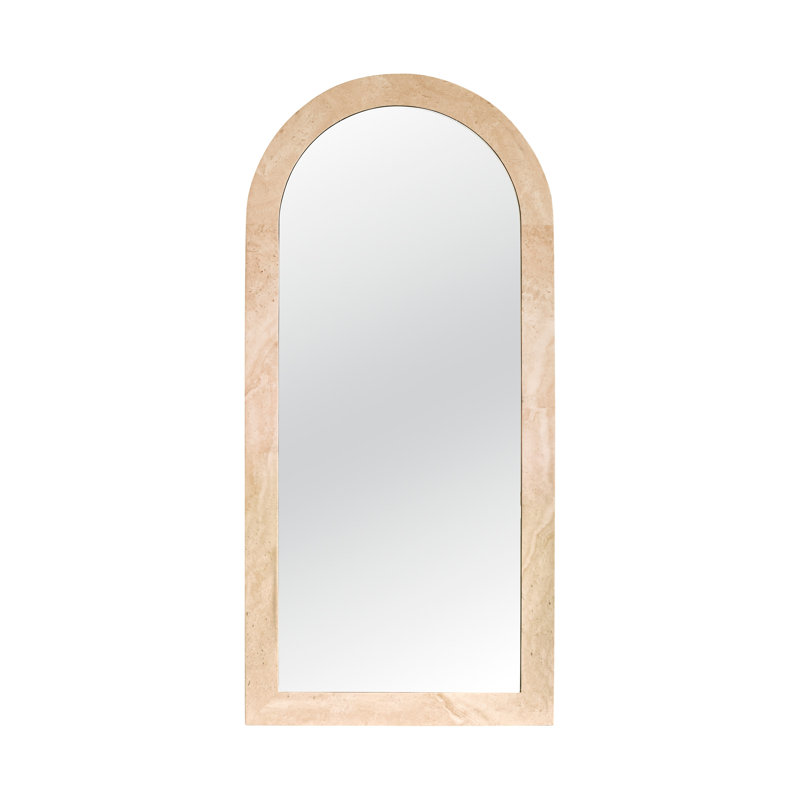 Zehra 35 in. x 75 in. Natural Stone Marble Arch Framed Mirror