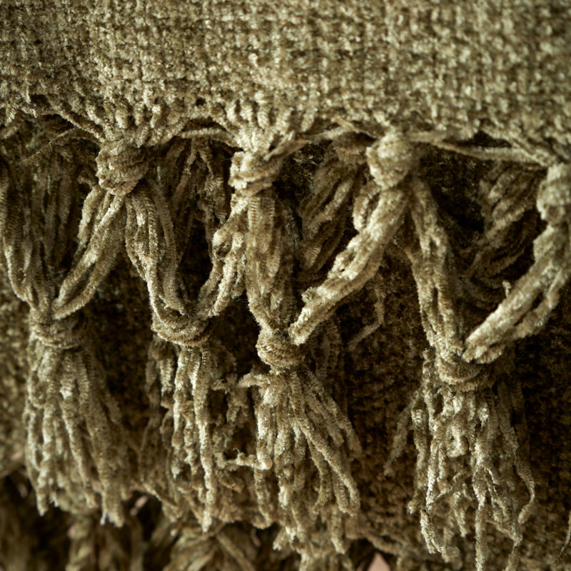 Wilson Plain Chenille Blanket Throw, Olive