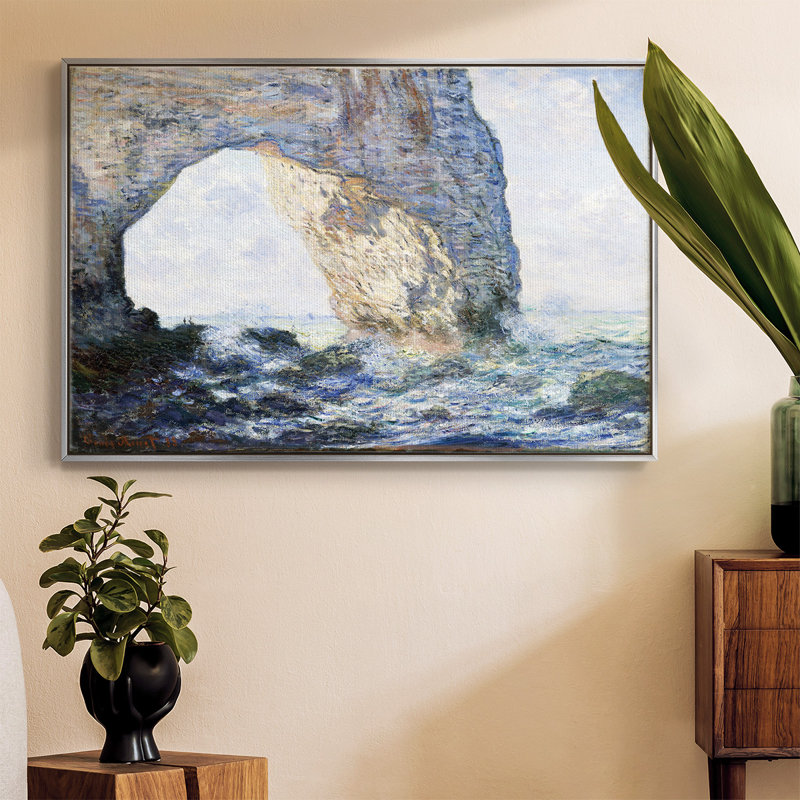 Monet, reproduction d'art encadrée sur toile par Claude Monet, Argent, H 27 po x l 41 po x P 2 po