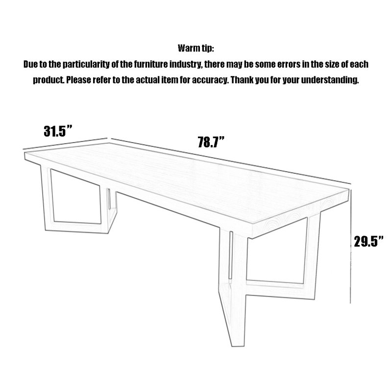 Table de conférence rectangulaire en bois massif Nordic, H 29,53 po x L 78,74 po x l 31,5 po