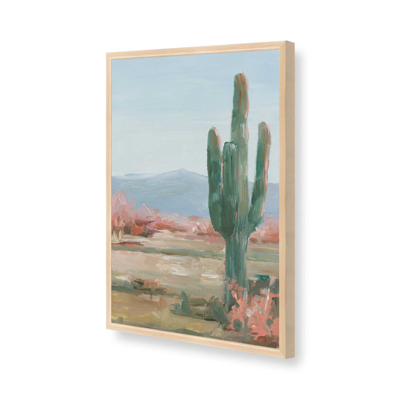 Cactus Saguaro intemporel II, Cadre ouvert en érable brut, H 15 po x l 12 po