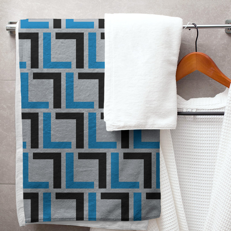 Bath Towel, Silver/Honolulu Blue/Black