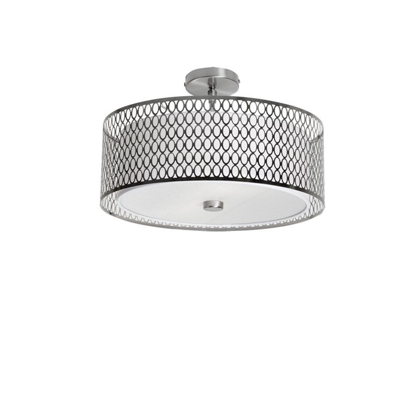 Kirkbride 3 - Light Dimmable Drum Chandelier, Satin Chrome, 8.5" H x 17" W