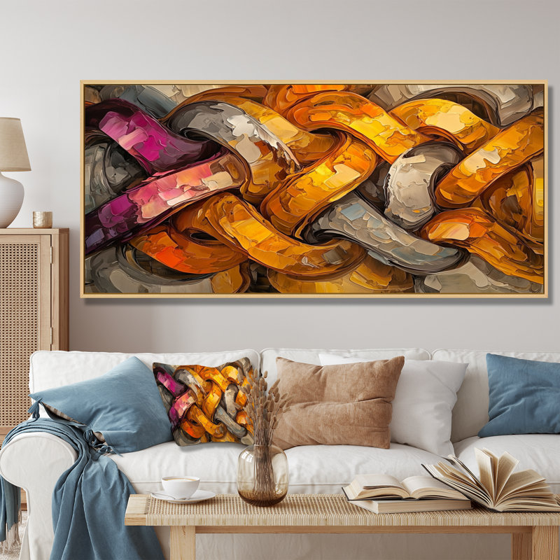 Livesay - Abstract Wall Art, 28" H x 60" W, Floater Framed, Cream