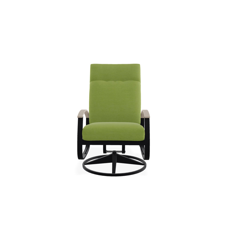 Belle Isle Outdoor Swivel Lounge Chair, Textured Black, Cabana Classic Black Stripe Sunbrella®, Desert P60