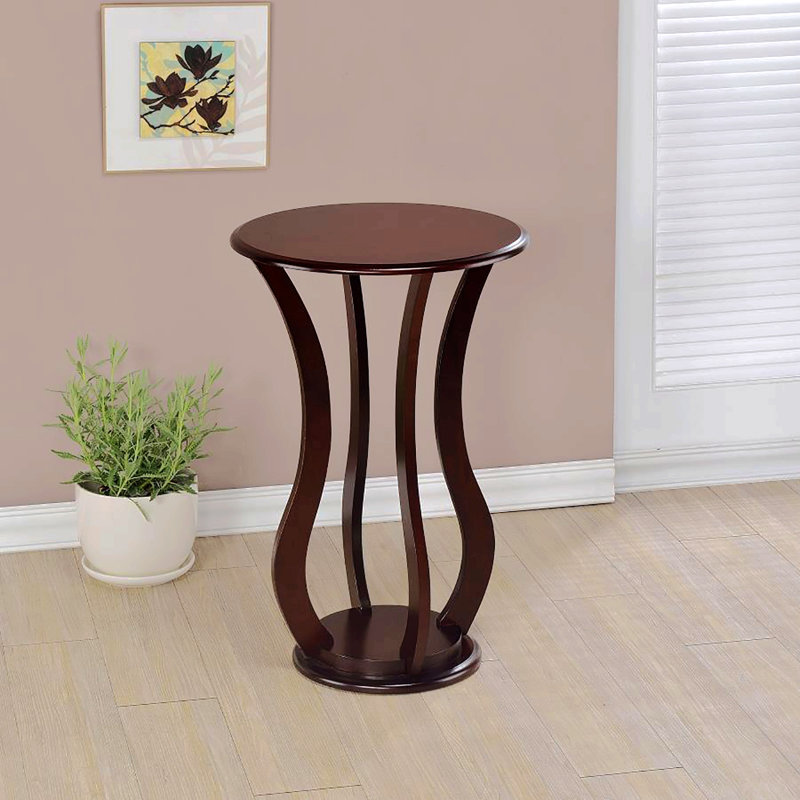 Table d'appoint ronde cerise avec plateau en faux marbre