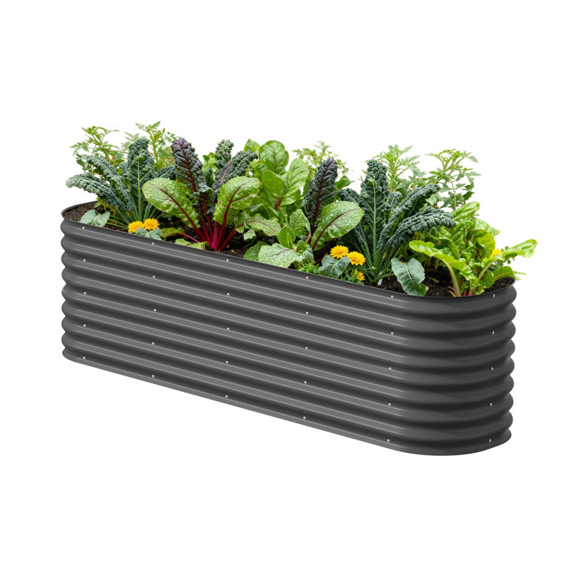 Lit de jardin surélevé modulaire en métal 9 en 1 de 26 po de hauteur, Gris moderne