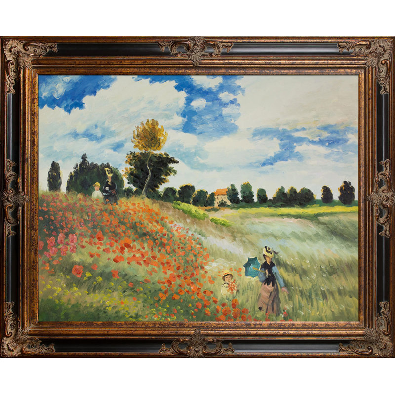 «Poppy Field in Argenteuil» par Claude Monet - reproduction d'art sur toile, H 41,5 po x l 51,5 po x P 2 po