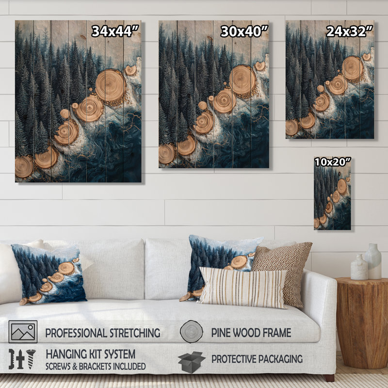 La veine de cristal de la forêt S - Décoration murale en bois forêt - sur bois de pin naturel, H 20 po x l 10 po x P 0,78 po