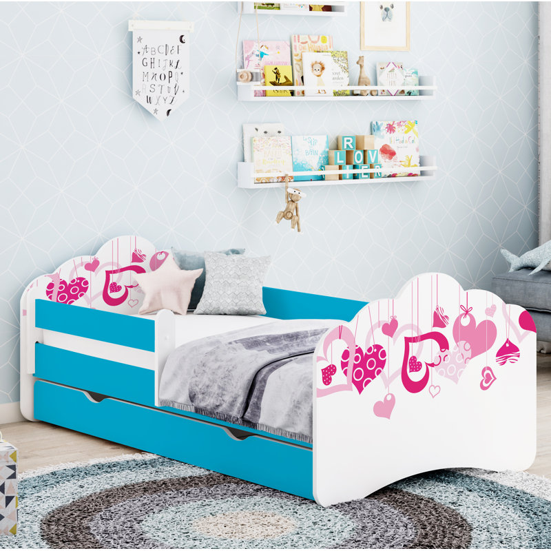 Berau European Toddler Solid Wood Bed Frame, 70 x 140cm, Blue