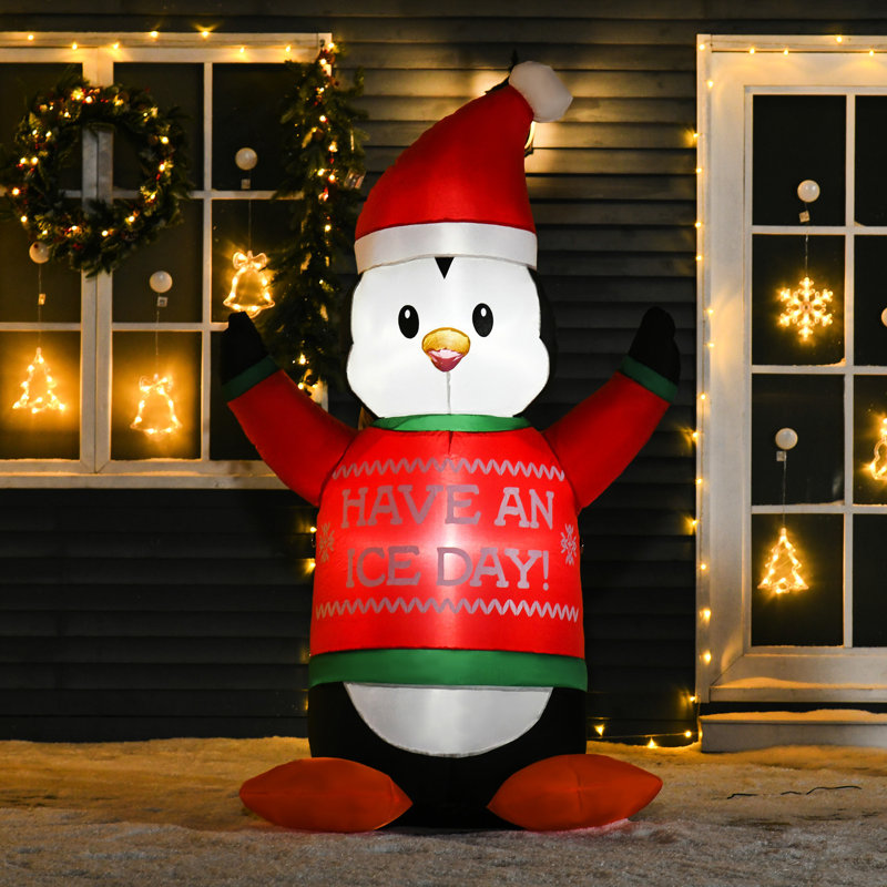 Présentoir gonflable de Noël de 6 pi - en tenue de fête, lumières à DEL brillantes, cour imperméable avec chandail, brillant
