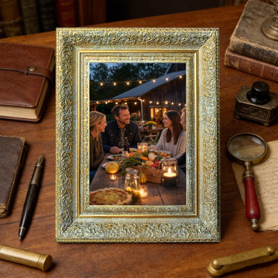 Antique Gold 1PC Wall Mounted Picture Frame for 5" x 7" Photos and Father's Day Gifts
