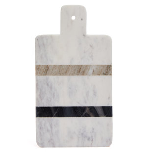Small White Wood, Marble & Jute Cutting Board - Foreside Home & Garden